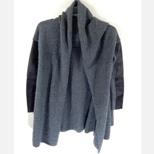 Maje Gray Leather Sleeve Cardigan